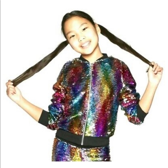 jojo siwa rainbow sequin jacket